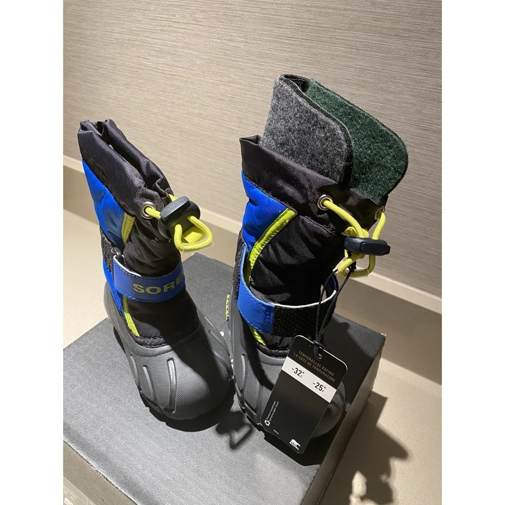 Sorel Toddler Flurry Black Super Blue Winter Snow Boots Size 5 1855191014 NIB